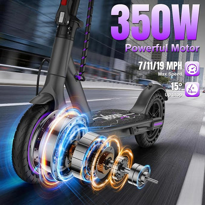 WERHY Foldable Kids Electric Scooter for Aged 6-10, 350W Motor, Max 12/16Miles Long Range, 19 MPH Max Speed, 8.5" Solid Tire, Lightweight Foldable E-Scooter with Dual Braking, Digital Display