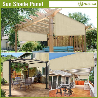 4' × 32' Pergola Shade Cover Universal Replacement Canopy Cover Outdoor Durable Fabric Sun Shade Cloth for Deck Patio Porch Backyard Gazebo with Grommets & Weighted Rods, Beige
