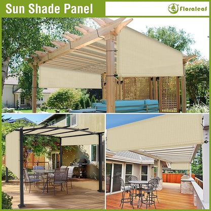 15' × 38' Pergola Shade Cover Universal Replacement Canopy Cover Outdoor Durable Fabric Sun Shade Cloth for Deck Patio Porch Backyard Gazebo with Grommets & Weighted Rods, Beige