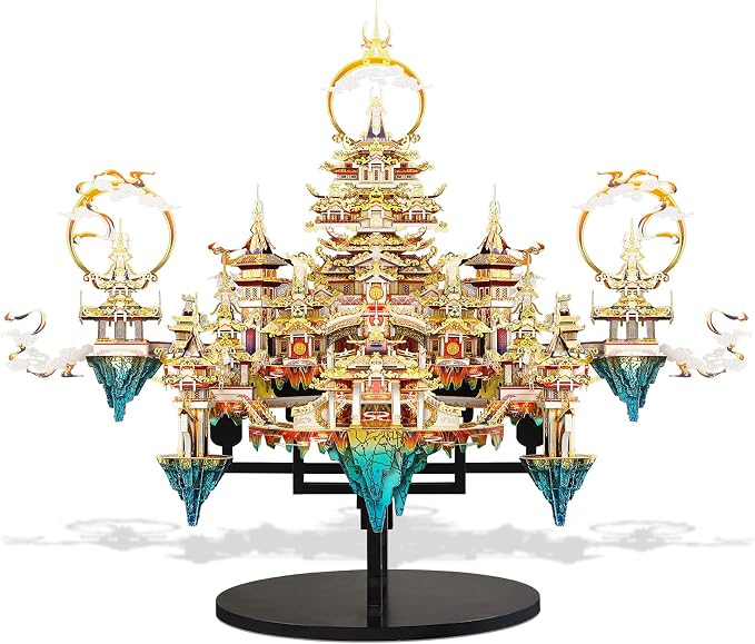 Piececool 3D Metal Asian Puzzles Model Kits- LINGXIAO Palace Metal Building Kits for Adults, Brain Teaser Puzzle DIY Handcraft Best Gifts for Man Woman Family