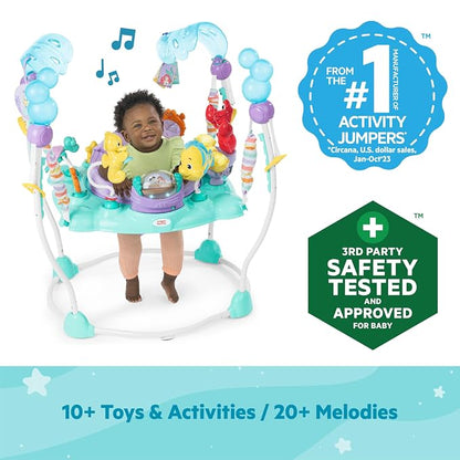 Bright Starts Disney The Little Mermaid Sea of Activities Baby Activity Jumper with Interactive Toys, Lights & Music with Disney Princess Ariel, 6-12 Months (Blue)