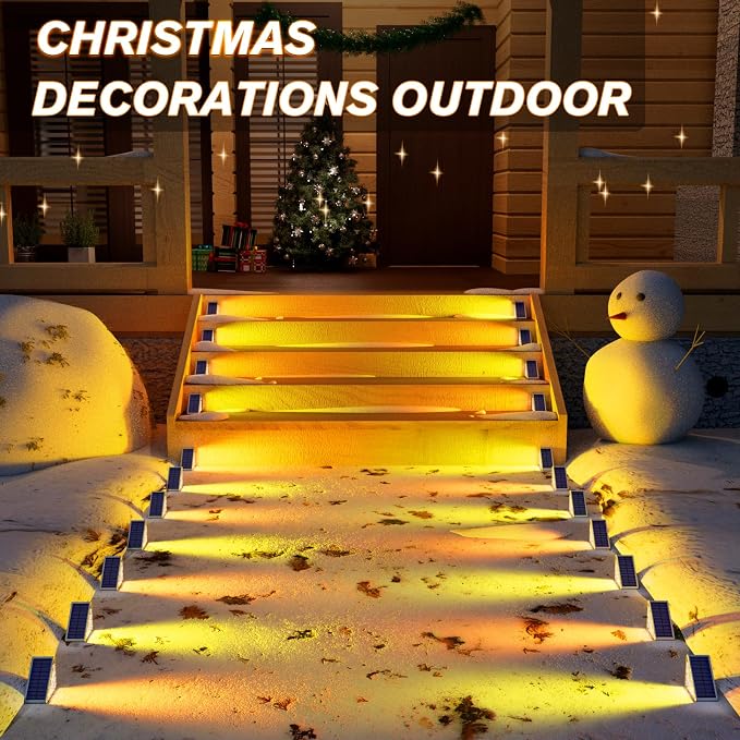 VOLISUN Solar Stair Lights 6 Pack, 7 Fixed Colors, Solar Step Lights Outdoor Waterproof IP67, LED Outdoor Step Light, Deck Light Outdoor Decor for Garden Stair, Front Step, Porch and Patio