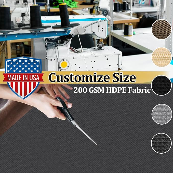 Shade&Beyond Customized Size 4' X 15' Shade Cloth with Grommets, 90% UV Protection UV Protection Mesh Tarp Sun Screens for Patio GN01, Dark Gray