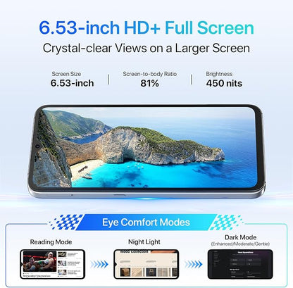 UMIDIGI A11 Unlocked Cell Phone, Helio G25, 4GB+128GB Expandable 256GB, 6.53 Inch FHD Touch Screen, AG Matte Glass Finish, 5150mAh Android 11 Smartphone, 16MP+8MP, Dual SIM 4G Volte, Al Face Unlock