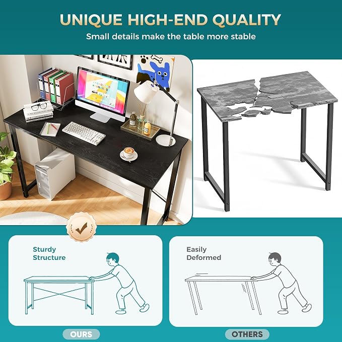OLIXIS 63 Inch Computer Office Desk for Small Spaces, Writing Gaming Work Desk Modern Study Table with Storage Bag & Headphone Hook Home Bedroom, Black | Computer Writing Workstation, Strong Metal Frame, Small Spaces Home Bedroom Dorm, Black