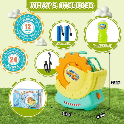 Rechargeable Bubble Machine for Kids – Extra Large Bubbles with Bubble-in-Bubble Effects, Fast Automatic Bubble Maker Toy with 8oz Solution, Bubble Blower for Indoor/Outdoor Play, Party, Wedding, Gift
