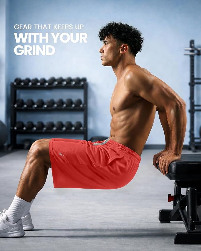 Quick Dry Knit Men's Athletic Shorts Loose-Fit Running Workout Gym Shorts