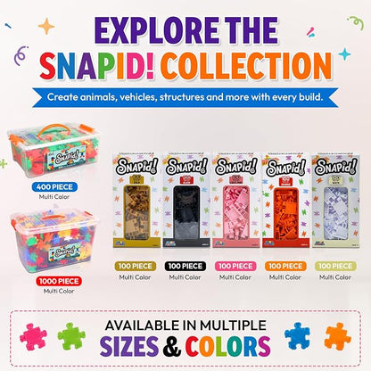 Snapid Building Bricks 400 Pcs Connecting Toy - Strong Durable Colorful Block Set w Storage, Interlinking Construction Blocks for Kids - STEM Development, Creativity and Educational Children Toys, 4+