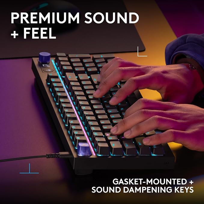 Logitech G316 X 98 Mechanical Gaming Keyboard (Linear) - Black | Hot-Swappable Linear Mechanical Switches, Gasket Design, PBT Keycaps, <8Khz, LIGHTSYNC RGB, Dot-Matxix LED Display, USB-C