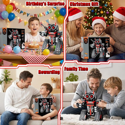Remote Control Robot Building Kit for Boys 6-12, 3-in-1 STEM Remote & APP Controlled Coding Gear Robot/Tank/RC Car, 419 Pcs Science Learning Educational Building Blocks Toy Set Gift for Kids