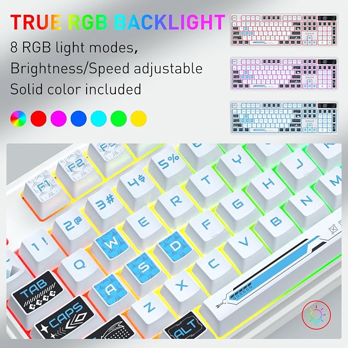 Redragon K526 PRO Wireless RGB Membrane Gaming Keyboard, LED Screen & Knob | See Battery, Mode & Time at a Glance, 0-Delay Tri-Mode, One-Touch Backlit & Media Adjust, 26-Key Anti-Ghost for Combo-Strike