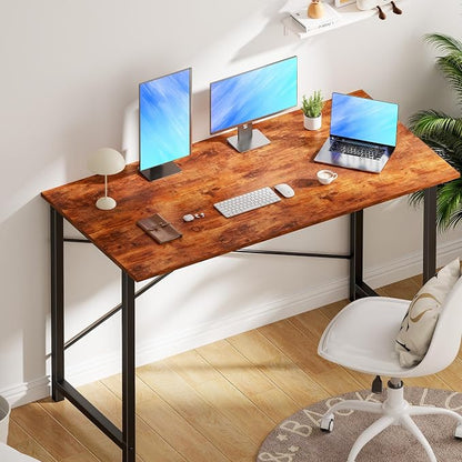 OLIXIS Computer Desk, Home Office Desk, Study Table 47 Inch | Gaming Writing Work Station, Metal Frame Sturdy Durable, Easy Assembly Bedroom, Simple Rustic Style