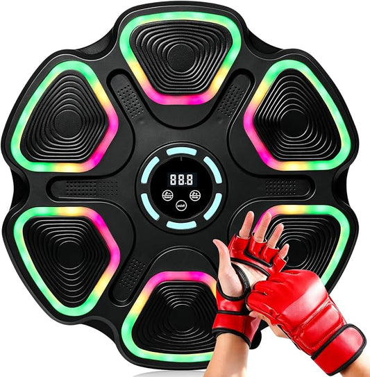 OurStarry Smart Music Boxing Machine for Adults and Kids, Wall Mounted Punching Trainer with Boxing Gloves, LED Electronic Target, 9 Modes and 9 Speeds, Home Gym Workout Equipment