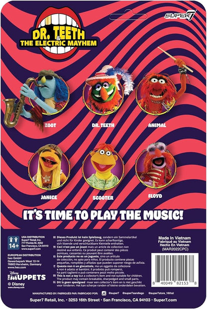 Super7 The Muppets Electric Mayhem Band Zoot - 3.75" Muppets Action Figure with Accessory Classic Cartoon Collectibles and Retro Toys