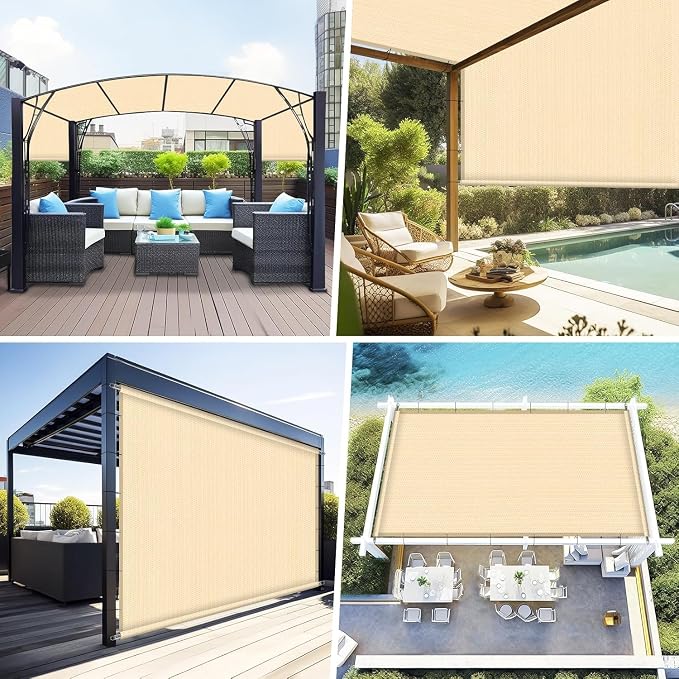 Shade&Beyond 10' W × 11' L Pergola Shade Cover Wheat Pergola Cover Canopy Replacement Shade Cloth for Garden, Patio, Deck, Porch with Grommets and Rods(Make Custom Size)