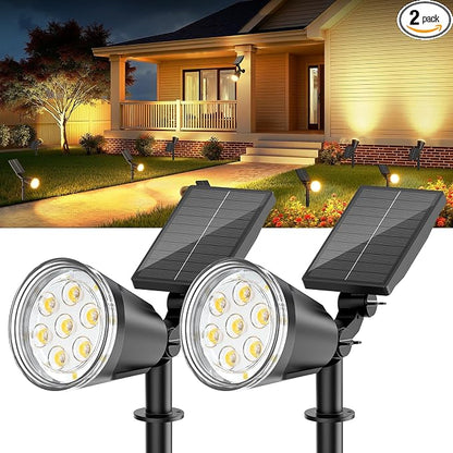 Solar Spot Lights Outdoor Waterproof: 1000LM Big Adjustable Spotlight - 2-in-1 15Hrs+ Long Lasting Spot Light - Solar Powered Spotlights Landscape Lighting for Garden, Yard, Tree, Flag, Wall, Pathway