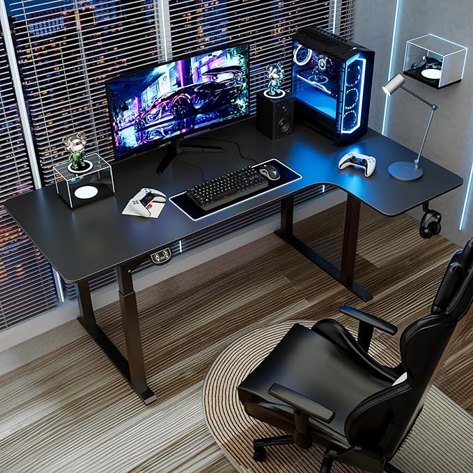 Dripex Standing Desk, 63"/ 71" L Shaped Desk Adjustable Height, Electric Corner Stand Up Desk Large Home Office Desk Computer Workstation, Dual Motor Sit Stand Desk 4 Legs, Super Stable