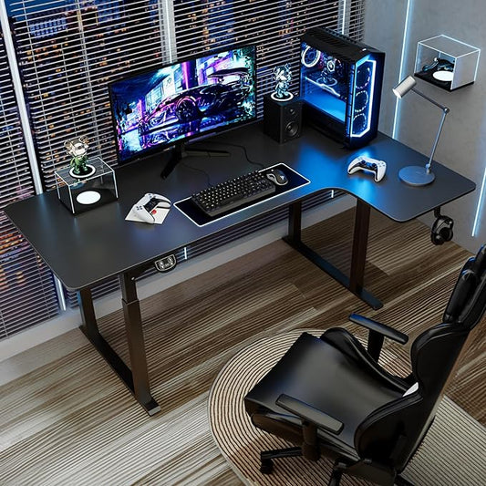 Dripex Standing Desk, 63"/ 71" L Shaped Desk Adjustable Height, Electric Corner Stand Up Desk Large Home Office Desk Computer Workstation, Dual Motor Sit Stand Desk 4 Legs, Super Stable