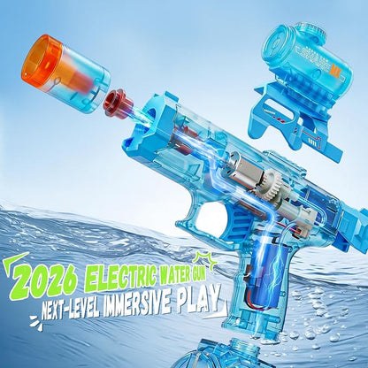 Electric Water Gun for Kids Automatic Squirt Gun with LED Flame Effect & Realistic Slide Action, Lightweight Rechargeable Water Blaster for Outdoor Summer Pool Beach Night Toys