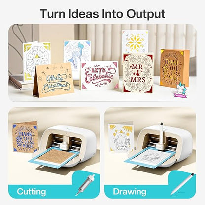 Likcut Vinyl Cutter Machine Cardstock Creator Bundle, Smart Compact Sticker Maker with Carrying Case & Accessories, Beige