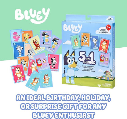Bluey 5-in-1 Card Game Set, Jumbo-Sized 53-Deck Toddler Game, Multi-Color Interactive Play Card Games for Kids of Ages 3+