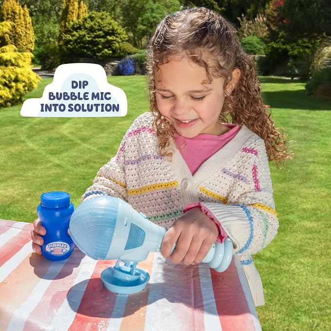 BLUEY Dance Mode Bubble Machine and Toy Microphone | Bluey Toy for Baby, Toddlers and Kids | Includes Bubble Solution