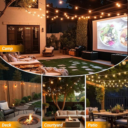 LAMPHOME LED Outdoor String Light, 100 Feet Patio Lights with 50+2 Edison Shatterproof Bulbs(2 Spare), UL Waterproof Outside Lights connectable,Dimmable for Backyard Porch Decor