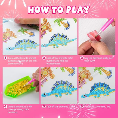Labeol Diamond Art Kits for Kids Boys and Girls Ages 6-8-10-12 Easy to DIY Creative Diamond Art Sticker Craft by Numbers Kits for Kids and Adult Beginners (Princess)