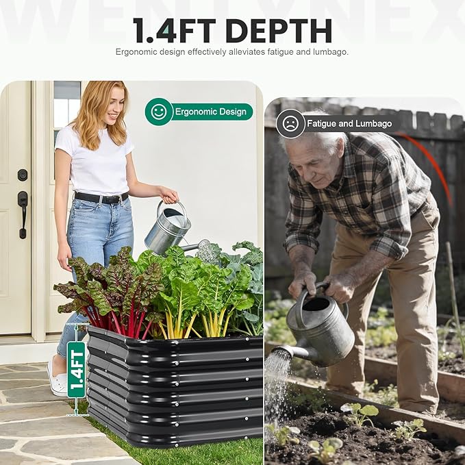 5×3×1.4FT Galvanized Raised Garden Bed Outdoor, Metal Raised Garden Bed Kit, Large Planter Raised Beds, 4 In1 Modular Raised Planter Box Outdoor,Raised Beds for Gardening for Vegetables Flowers Herbs