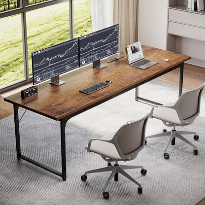 Coleshome 79 Inch Computer Desk with Power Outlet | Extra-long workspace • Supports multi-monitor setups • Stable steel frame • Spacious legroom • Home office & gaming