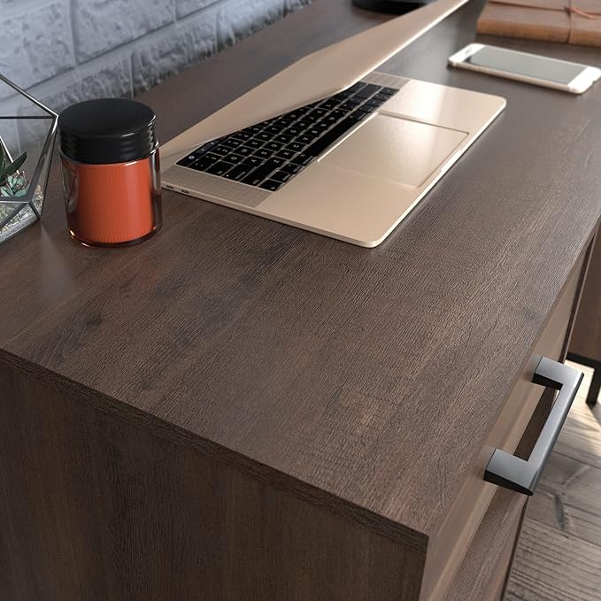 Sauder North Avenue Pedestal Home Office Desk, L: 41.97" x W: 18.50" x H: 28.15", Smoked Oak Finish
