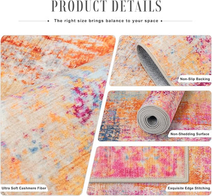Washable Area Rug 3x5 Entryway Rug: Washable Modern Abstract Soft Thin Rug Indoor Floor No Slip Carpet for Bedroom Dining Room Farmhouse Nursery Home Office - Galaxy Haze