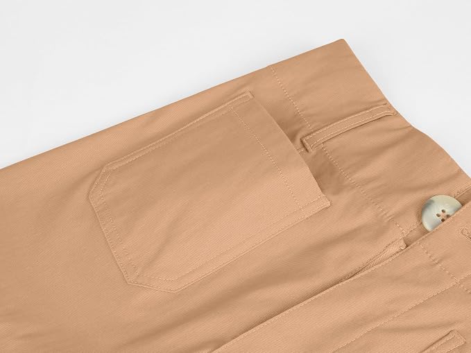miduo Womens High Waisted Cropped Wide Leg Stretchy Straight Pants Trousers with Pockets