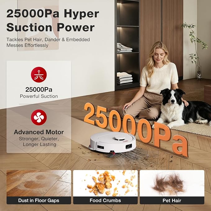 YEEDI M12 PRO Gen2 Robot Vacuum & Mop, 25000Pa Powerful Suction, LDS Laser Navigation, Auto Dust Collection & Mop Cleaning, 113°F Hot Air Dry OMNI Station, ZeroTangle 2.0 Technology, 3L Large Dust Bag