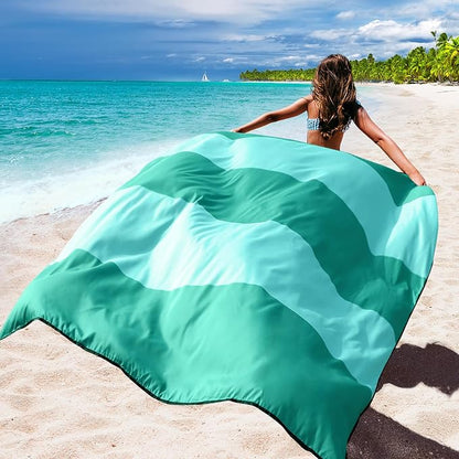 WIWIGO Beach Blanket Waterproof Sandproof Beach Mat 79" X 83"/10'x9'for 2-8 Adults Quick Drying Outdoor Picnic Mat Beach Accessories for Travel, Camping, Hiking