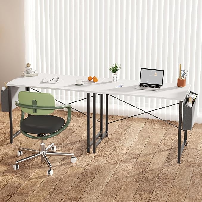 OLIXIS Small Computer Desk, 31 Inch Gaming Desks for Home Office | Writing Study Craft Work Table, Computer Workstation for Bedroom Small Spaces with Storage Bag, White