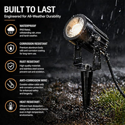 RGBCW Smart Outdoor Landscape Lighting, 6 Pack Outdoor Spot Lights with Transformer, WiFi+Bluetooth App Control Garden Path Lights, Low Voltage IP65 Waterproof for Yard Walkway Plants Trees