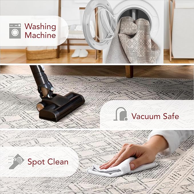 nuLOOM Mia Machine Washable Geometric Medallion Runner Rug, 2' 6" x 8', Light Grey, Rectangular