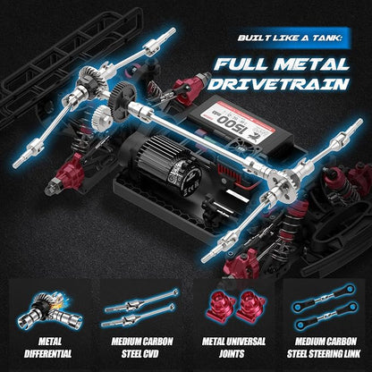 Hosim 1/14 Brushless RC Car for Adults 60KM/H, Fast Hobby RC Trucks 4WD Off Road RC Car for Kids, All Terrain Electric Remote Control Car, Waterproof RC Short Course Truck Toy Gift for Boys Age 8+