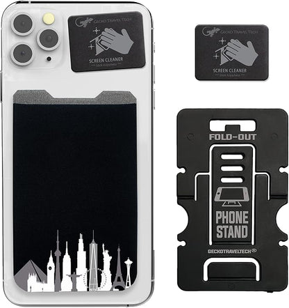 Phone Wallet - Adhesive Card Holder - Cell Phone Pouch - Stick on Lycra Pocket by Gecko - Carry Credit Cards and Cash
