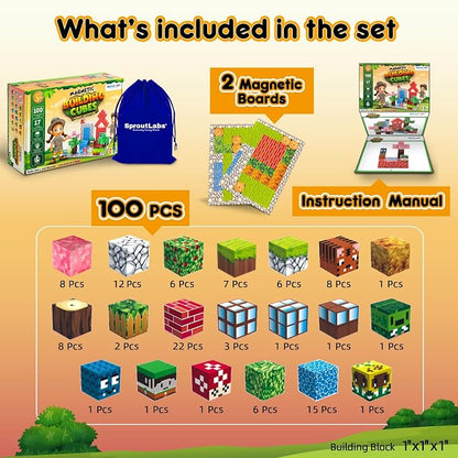 Magnetic Blocks, Magnetic Building Blocks for Kids, Building Blocks for Girls and Boys, Building Toys, Toddler Toys, Building Game Sensory Kids Ages 4 5 6 7 8 9, 100 Pcs