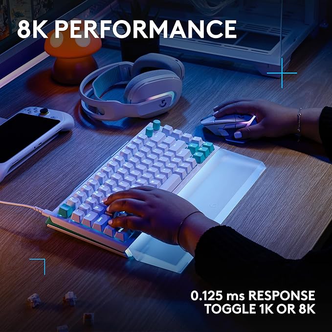 Logitech G512 X 75 TMR + Linear Switch Mechanical Gaming Keyboard - White | Hot-Swappable 9x TMR Rapid Trigger + Linear Mechanical Switches, Gasket, PBT Keycaps, <8K, LIGHTSYNC RGB, for PC & Mac