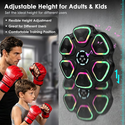 OurStarry Smart Music Boxing Machine for Adults and Kids, Wall Mounted Punching Trainer with Boxing Gloves, LED Electronic Target, 9 Modes and 9 Speeds, Home Gym Workout Equipment