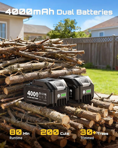 SEESII 2-in-1 Electric Pole Saws: Brushless Mini Chainsaw Cordless 6 Inch, 2 x 4000mAh Batteries, Pole Saw for Tree Trimming,Hand held Chain Saw with Extension Pole for Tree Limb Branch Cutter,P6 Ace