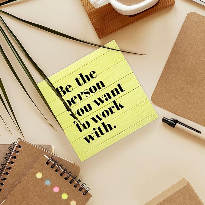 Be The Person You Want to Work With Inspirational Black Wood Box Sign Desk Decor, Teamwork Motivational Yellow Wooden Block Sign Decorations for Home Office Workplace Wall Tabletop Shelf Decor