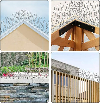 QIEGL Bird Spikes 304 Stainless Steel for Coverage 40Ft Pigeons Anti Bird Spike Small Birds Sparrow 37pcs Metal Fence Spikes (37 Pack Uninstalled)