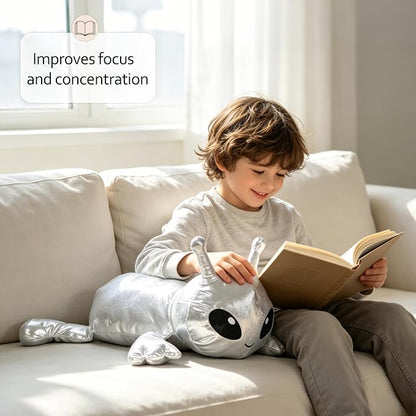 3.5Lbs Weighted Alien Stuffed Animal, 21" Microwavable Silver Alien Plush with Removable Heating Pad, Heatable Coolable Galaxy Buddy Space Gift for Kids Adult