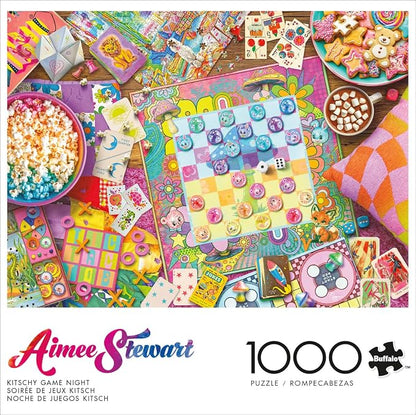 Buffalo Games Aimee Stewart - Kitschy Game Night - 1000 Piece Jigsaw Puzzle for Adults - 26.75 x 19.75 in, Multicolor, Age 14+ - Jigsaw Puzzles 1000 Pieces - Full Color Poster - Relaxing Activity