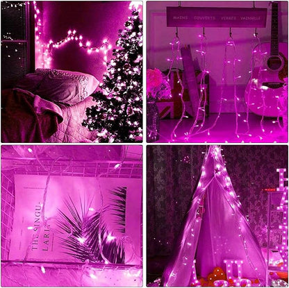 500 Led Pink String Lights Indoor Outdoor Christmas Decorations, 174 Ft 8 Modes Plug in Fairy Lights Pink Valentine Day Room Decor