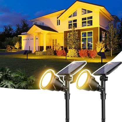 ROSHWEY Solar Spot Lights Outdoor Spotlight 18 LED Waterproof Landscape Spotlight for Garden Lawn Backyard Patio Porch Wall Deck Garage (WarmWhite- 2 Pack)
